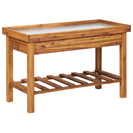 vidaXL Mesa de cultivo de jardín madera maciza acacia tablero de zinc