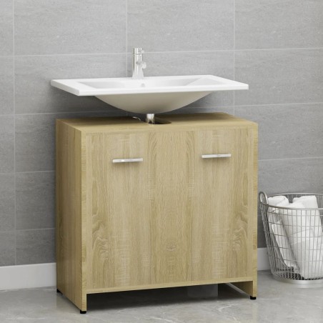 vidaXL Armario de baño madera contrachapada color roble 60x33x61 cm