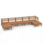 vidaXL Set de muebles de jardín 7 pzas madera maciza pino marrón miel vidaXL Set de muebles de jardín 7 pzas madera maciza pino marrón miel