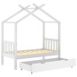 vidaXL Estructura de cama niños y cajón madera maciza blanca 70x140 cm vidaXL Estructura de cama niños y cajón madera maciza blanca 70x140 cm