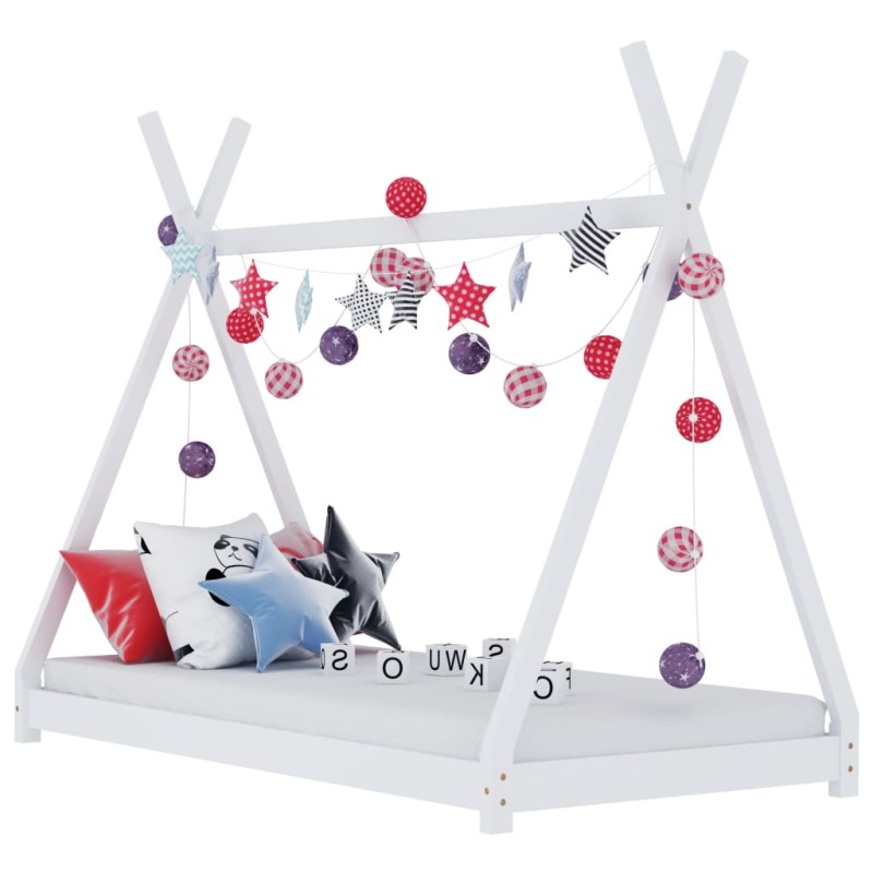 vidaXL Estructura de cama infantil madera maciza pino blanco 80x160 cm vidaXL Estructura de cama infantil madera maciza pino blanco 80x160 cm