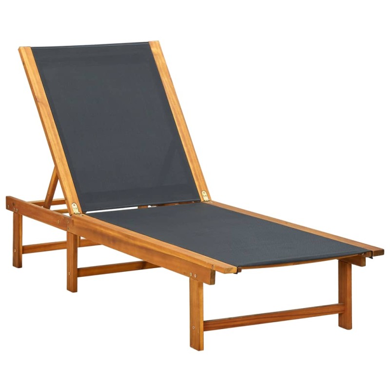 vidaXL Tumbona de madera maciza de acacia y textileno vidaXL Tumbona de madera maciza de acacia y textileno