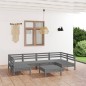 vidaXL Juego de muebles de jardín 7 piezas madera maciza de pino gris vidaXL Juego de muebles de jardín 7 piezas madera maciza de pino gris