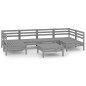 vidaXL Juego de muebles de jardín 7 piezas madera maciza de pino gris vidaXL Juego de muebles de jardín 7 piezas madera maciza de pino gris