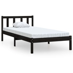 vidaXL Estructura de cama de madera maciza de pino negra 90x200 cm