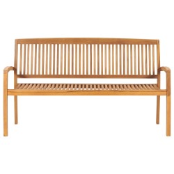 vidaXL Banco de jardín apilable de 3 plazas madera maciza teca 159 cm