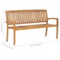 vidaXL Banco de jardín apilable de 3 plazas madera maciza teca 159 cm vidaXL Banco de jardín apilable de 3 plazas madera maciza teca 159 cm