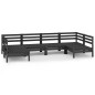 vidaXL Juego de muebles de jardín 6 piezas madera maciza de pino negro