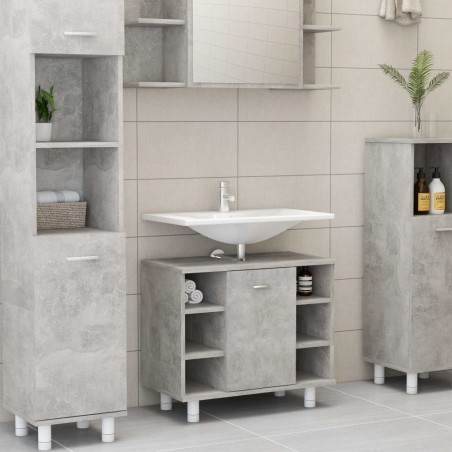 vidaXL Armario de baño contrachapada gris hormigón 60x32x53,5 cm