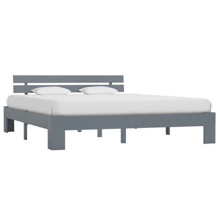 vidaXL Estructura de cama de madera maciza de pino gris 160x200 cm