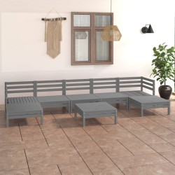 vidaXL Juego de muebles de jardín 8 piezas madera maciza de pino gris