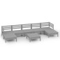 vidaXL Juego de muebles de jardín 8 piezas madera maciza de pino gris vidaXL Juego de muebles de jardín 8 piezas madera maciza de pino gris
