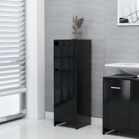 vidaXL Armario de baño madera contrachapada negro 30x30x95 cm