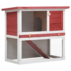 vidaXL Jaula conejera con 1 puerta madera rojo