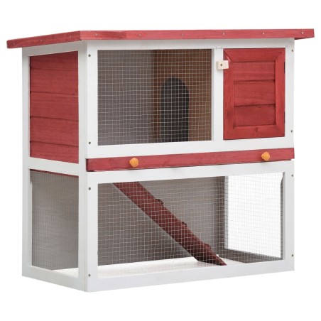 vidaXL Jaula conejera con 1 puerta madera rojo