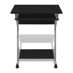 vidaXL Escritorio compacto de ordenador con bandeja de teclado negro