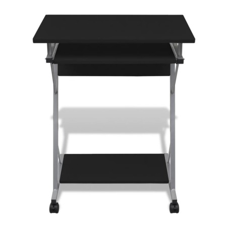 vidaXL Escritorio compacto de ordenador con bandeja de teclado negro