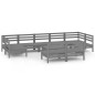 vidaXL Juego de muebles de jardín 10 piezas madera maciza pino gris vidaXL Juego de muebles de jardín 10 piezas madera maciza pino gris