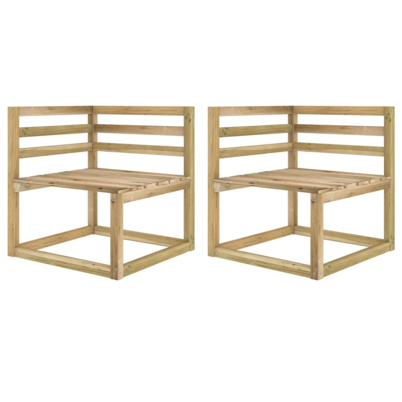 vidaXL Sofás esquineros de palés jardín 2 uds madera impregnada verde vidaXL Sofás esquineros de palés jardín 2 uds madera impregnada verde