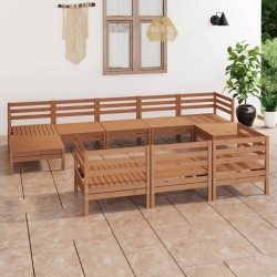 vidaXL Set de muebles de jardín 10 pzas madera maciza pino marrón miel