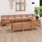 vidaXL Set de muebles de jardín 10 pzas madera maciza pino marrón miel vidaXL Set de muebles de jardín 10 pzas madera maciza pino marrón miel