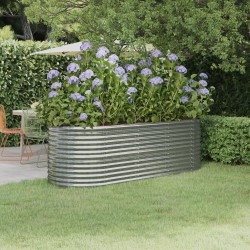 vidaXL Jardinera de acero recubrimiento en polvo plateado 224x80x68 cm