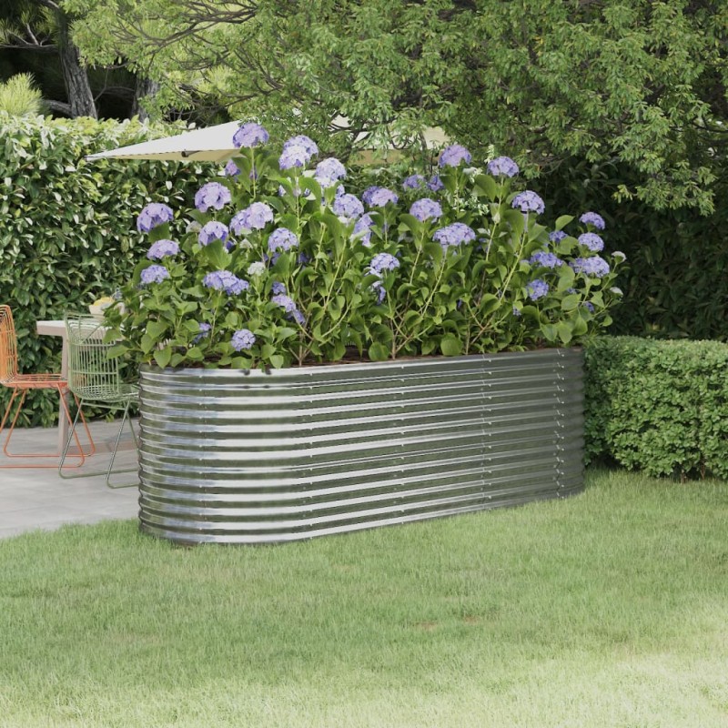 vidaXL Jardinera de acero recubrimiento en polvo plateado 224x80x68 cm vidaXL Jardinera de acero recubrimiento en polvo plateado 224x80x68 cm