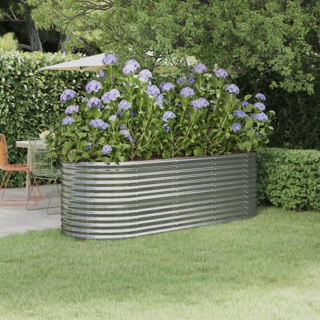 vidaXL Jardinera de acero recubrimiento en polvo plateado 224x80x68 cm