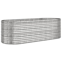vidaXL Jardinera de acero recubrimiento en polvo plateado 224x80x68 cm