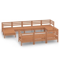 vidaXL Set de muebles de jardín 10 pzas madera maciza pino marrón miel