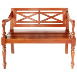 vidaXL Banco Batavia madera maciza de caoba marrón oscuro 98 cm