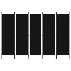 vidaXL Biombo divisor de 5 paneles negro 250x180 cm