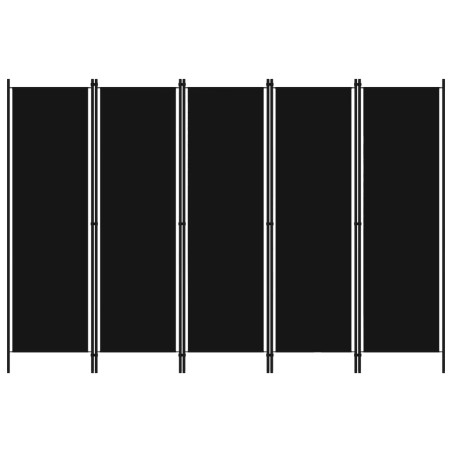 vidaXL Biombo divisor de 5 paneles negro 250x180 cm