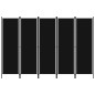 vidaXL Biombo divisor de 5 paneles negro 250x180 cm vidaXL Biombo divisor de 5 paneles negro 250x180 cm