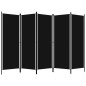 vidaXL Biombo divisor de 5 paneles negro 250x180 cm vidaXL Biombo divisor de 5 paneles negro 250x180 cm
