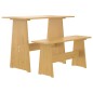 vidaXL Mesa de comedor con banco de madera maciza marrón miel vidaXL Mesa de comedor con banco de madera maciza marrón miel