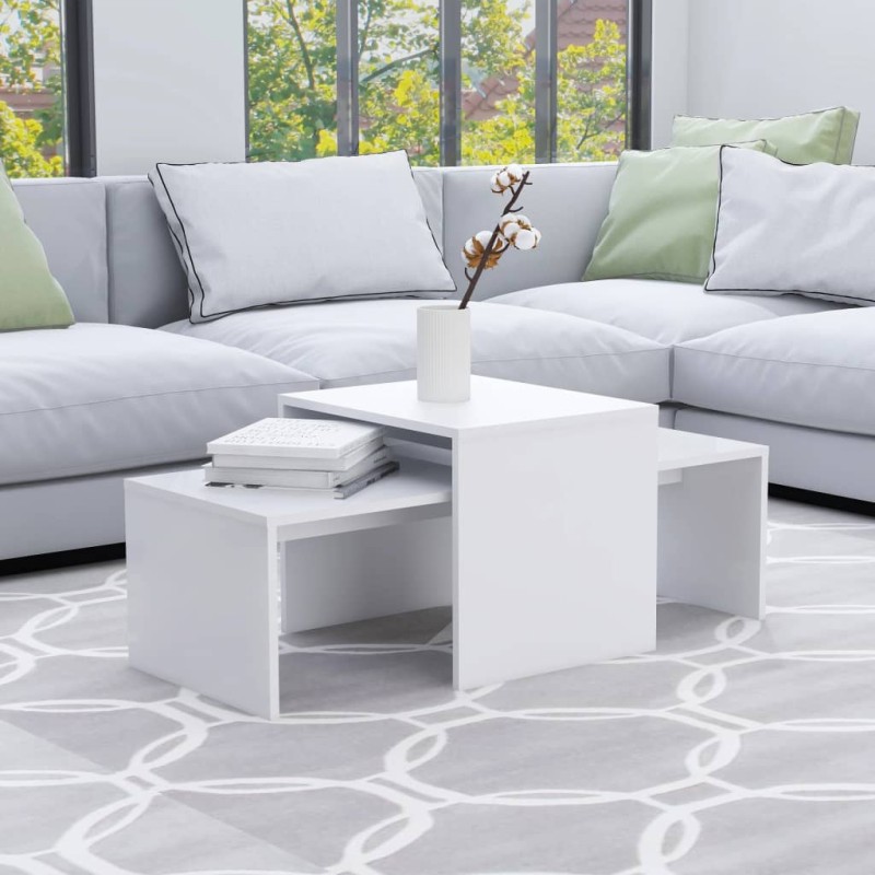 vidaXL Set de mesas de centro madera contrachapada blanco 100x48x40 cm vidaXL Set de mesas de centro madera contrachapada blanco 100x48x40 cm