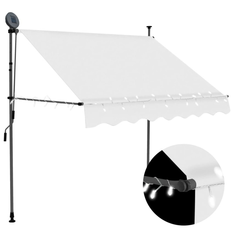 vidaXL Toldo manual retráctil con LED crema 150 cm vidaXL Toldo manual retráctil con LED crema 150 cm
