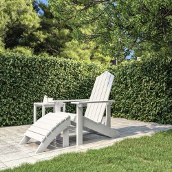 vidaXL Silla de jardín Adirondack con reposapiés HDPE blanco