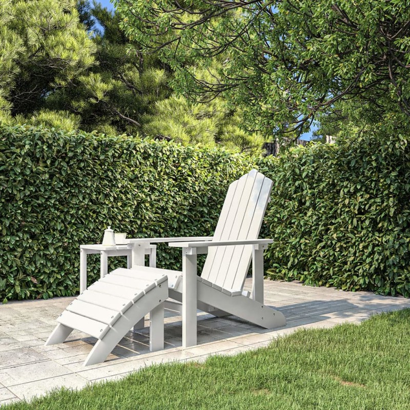 vidaXL Silla de jardín Adirondack con reposapiés HDPE blanco