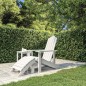 vidaXL Silla de jardín Adirondack con reposapiés HDPE blanco