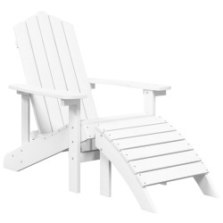 vidaXL Silla de jardín Adirondack con reposapiés HDPE blanco