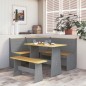 vidaXL Mesa de comedor con banco madera maciza gris y marrón miel vidaXL Mesa de comedor con banco madera maciza gris y marrón miel