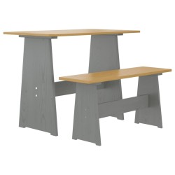 vidaXL Mesa de comedor con banco madera maciza gris y marrón miel