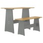 vidaXL Mesa de comedor con banco madera maciza gris y marrón miel vidaXL Mesa de comedor con banco madera maciza gris y marrón miel