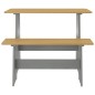 vidaXL Mesa de comedor con banco madera maciza gris y marrón miel vidaXL Mesa de comedor con banco madera maciza gris y marrón miel