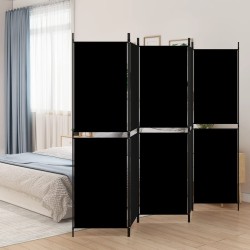 vidaXL Biombo divisor de 5 paneles de tela negro 250x180 cm