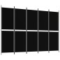 vidaXL Biombo divisor de 5 paneles de tela negro 250x180 cm vidaXL Biombo divisor de 5 paneles de tela negro 250x180 cm
