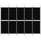 vidaXL Biombo divisor de 5 paneles de tela negro 250x180 cm vidaXL Biombo divisor de 5 paneles de tela negro 250x180 cm