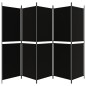 vidaXL Biombo divisor de 5 paneles de tela negro 250x180 cm vidaXL Biombo divisor de 5 paneles de tela negro 250x180 cm